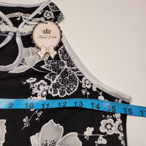 𝅺FLORAL Black White Mandarin Collar Chinese Cheongsam Style Sleeveless Dress S/ - Picture 6 of 9